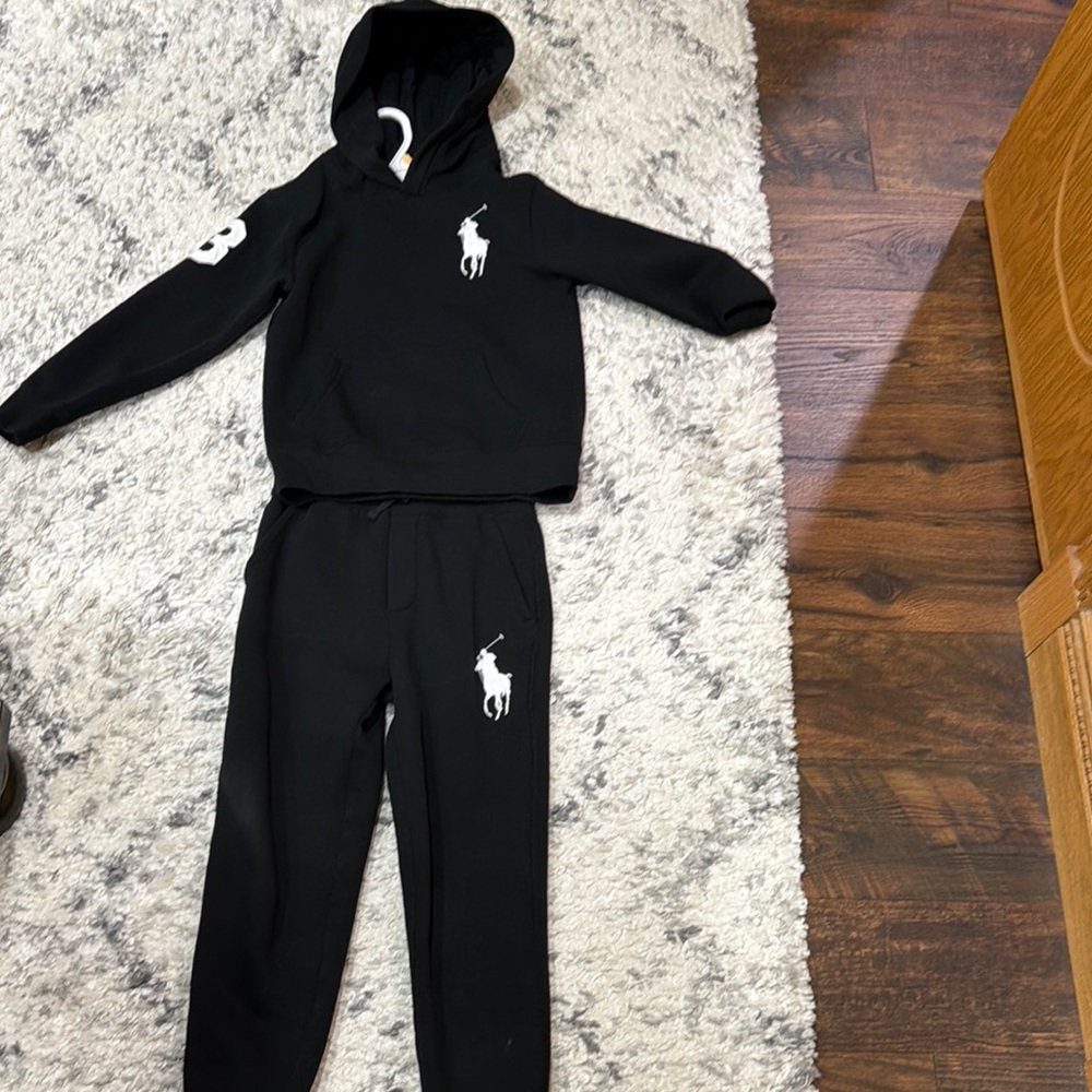 Polo by Ralph Lauren Black Hoodie and Joggers Set